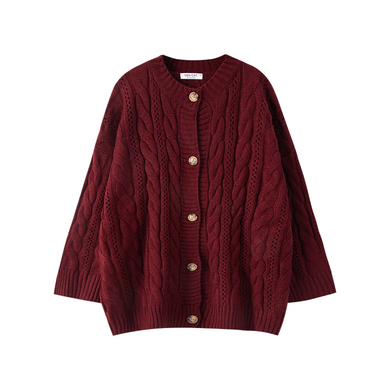 Áo cổ tròn khoác len cardigan của phụ nữ mặc ngoài mùa thu đông 2021