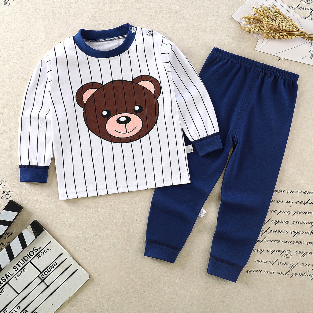 Bộ Đồ Ngủ Tay Dài Chất Cotton Thoải Mái Thời Trang Cho Bé Trai Và Gái 2287