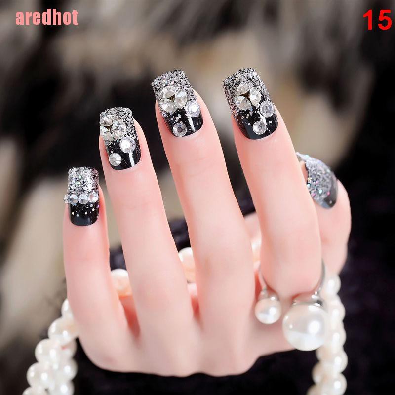 (Hàng Mới Về) Bộ 24 Móng Tay Giả Trang Trí Nhiều Màu Tùy Chọn