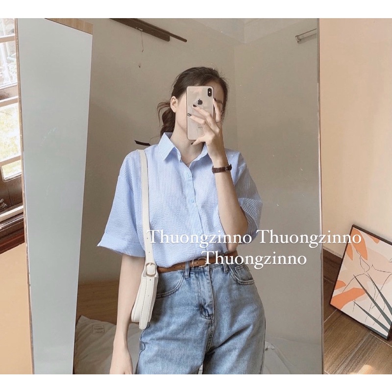 [ẢNH THẬT/VIDEO]ÁO SƠ MI MYAN KẺ BASIC NHIỀU MÀU ÁO SƠ MI HÀN QUỐC CỔ ĐỨC