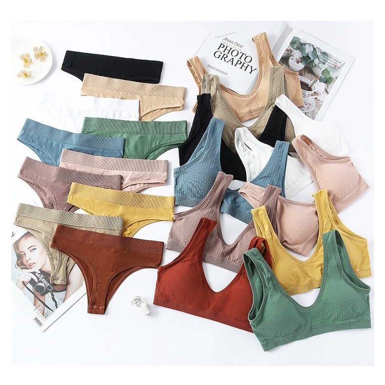 Bộ đồ lót quần lọt khe thun cotton thể thao - my vibe