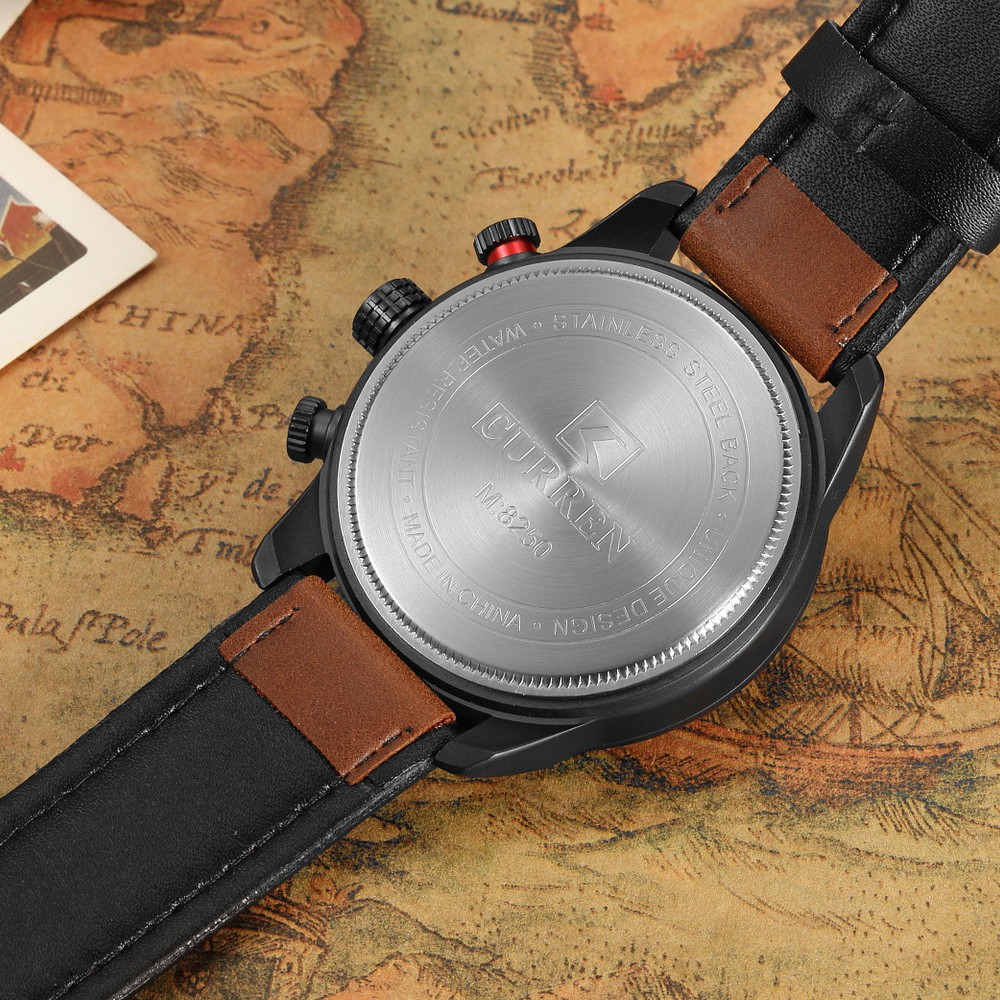 Đồng Hồ Quartz CURREN Chống Thấm Nước Với Dây Đeo Da Kiểu Dáng Thể Thao