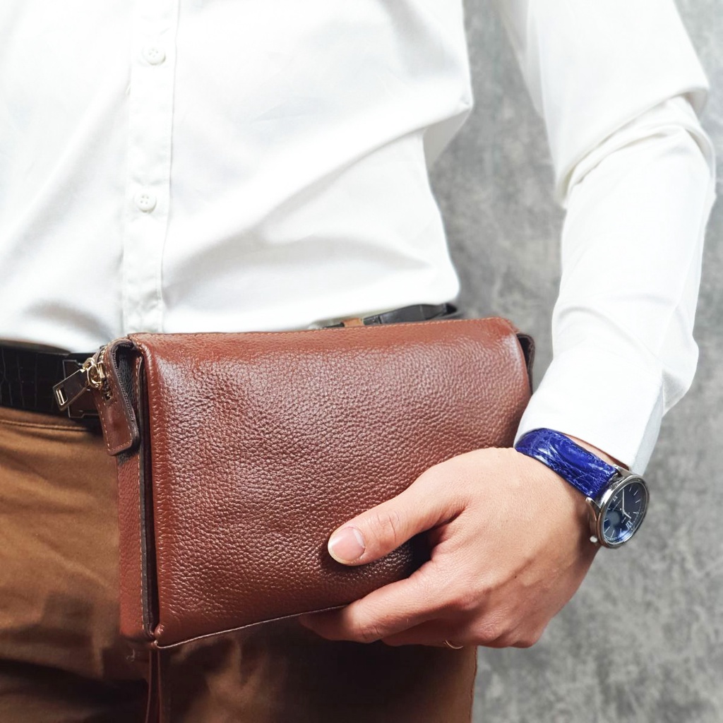 Clutch hộp nam da bò thật CL130VB   - 100% da bò thật, BH 3 năm