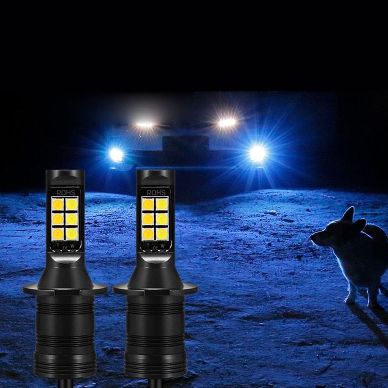 Set 2 Bóng Đèn Led Sương Mù Hai Màu H1 H3 880 881 Cho Xe Hơi