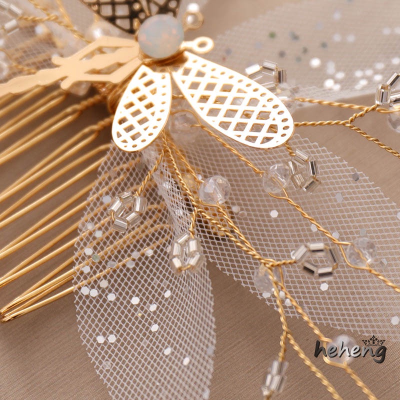 Lược Cài Tóc Họa Tiết Bướm Lấp Lánh Dành Cho Cô Dâu