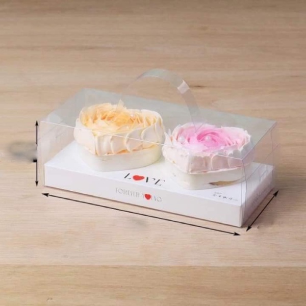 Hộp mica trong tim 2 ngăn có quai xách 23*10,2*9cm