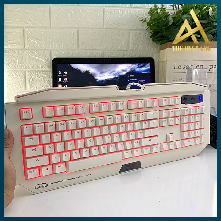 Bàn Phím Máy Tính Gaming Keycap Xuyên Led Đổi Màu Newmen GM100 Màu Trắng Giả Cơ Laptop Có Dây Keyboard Chơi Game