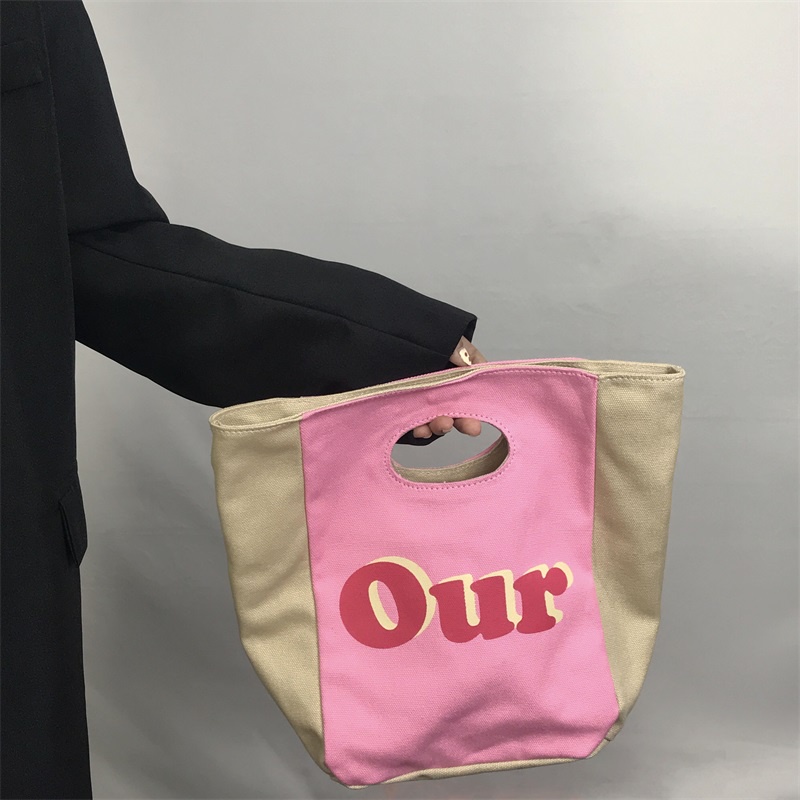 Túi xách tay IELGY từ vải phối màu hồng dễ thương cho nữ