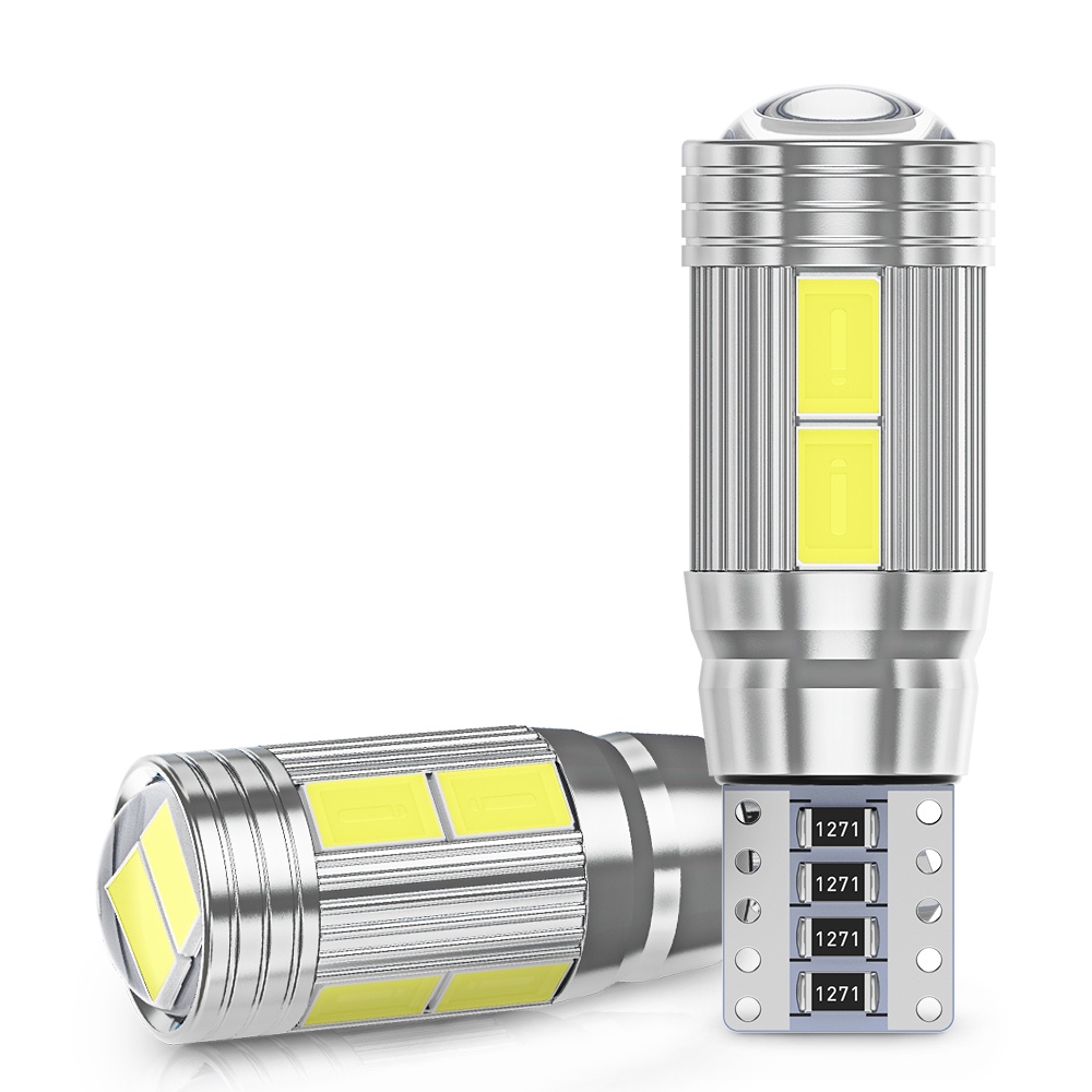 Set 2 Đèn LED T10 5630 10SMD Ánh Sáng Trắng Cho Xe Ô Tô
