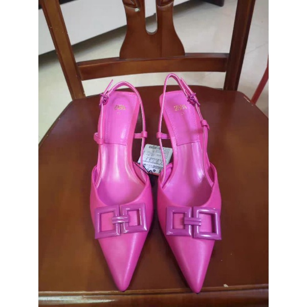 Zara Slingback mũi nhọn đính khoá