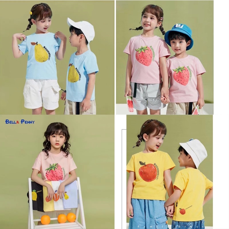 Áo thun hè cotton bé trai bé gái Bella Penny hoa quả