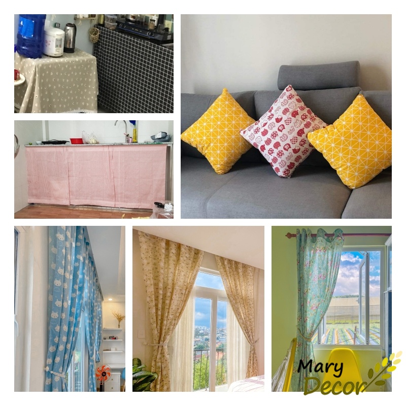 Vải canvas bố décor linen hoa may rèm vintage và khăn trải bàn nguyên khổ to (đơn vị: mét)