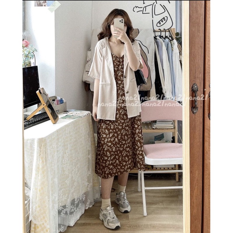 Set váy dây + áo blazer