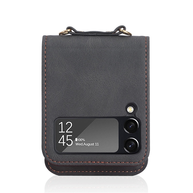 Bao Da Điện Thoại Nắp Lật Tích Hợp Ngăn Đựng Thẻ Và Dây Đeo Cho Samsung Galaxy Z Flip4 Flip3 Phone Z Flip 4 5G