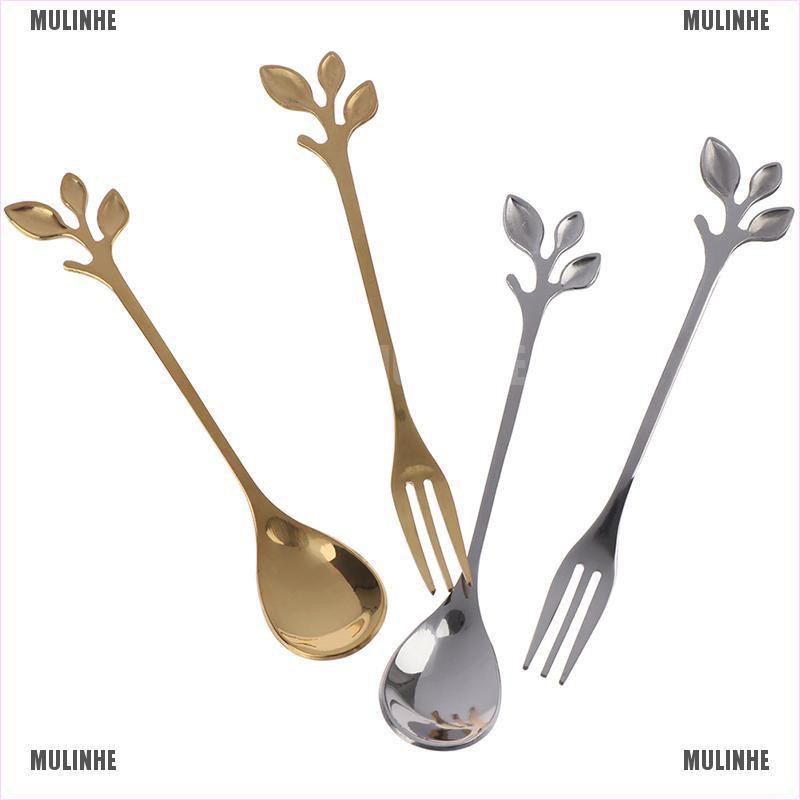 Muỗng Cà Phê Hình Chiếc Lá Mini Bằng Thép Không Gỉ