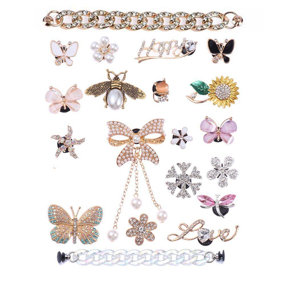 ROSE Phụ Kiện Kẹp Giày Hình Bướm Lấp Lánh Charms