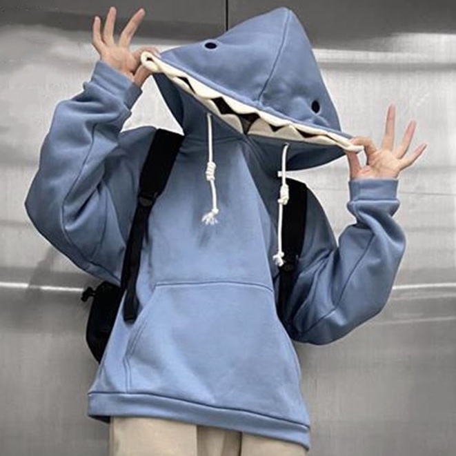 Nỉ Ngoại Mỏng Mũ Cá Mập Oversize Nam Nữ
