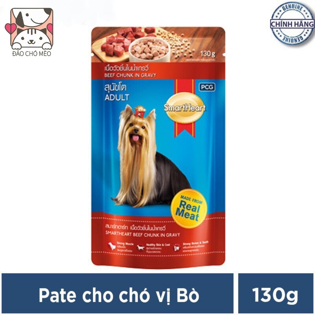 Thức ăn cho chó Smartheart dạng ướt xốt vị Gà Bò Gan 130g 4 vị - Đảo Chó Mèo