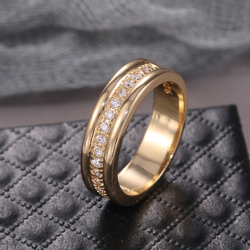 Nhẫn đính hôn kim cương mạ vàng 18K đơn giản cho nam và nữ