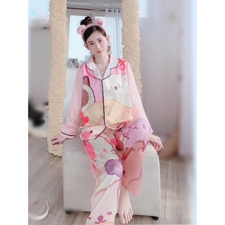 Pijama Lụa Hàn Cao Cấp hình gấu cực yêu