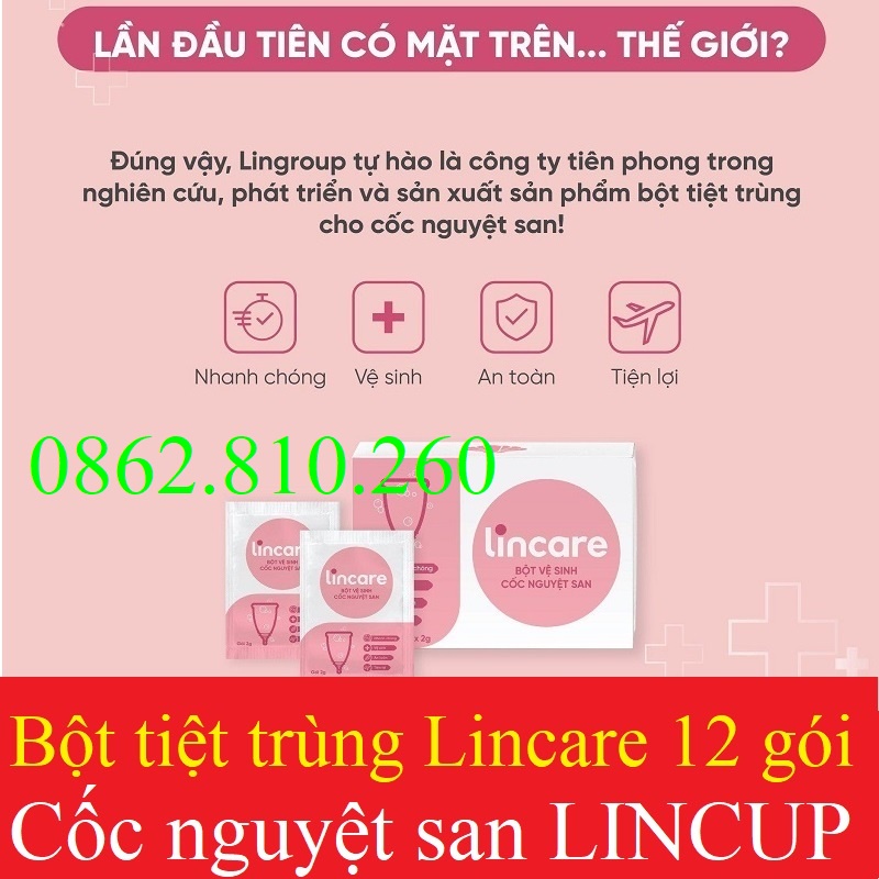 [ LẺ 1 GÓI ] Bột tiệt trùng cốc nguyệt san Lincare (LINCUP)