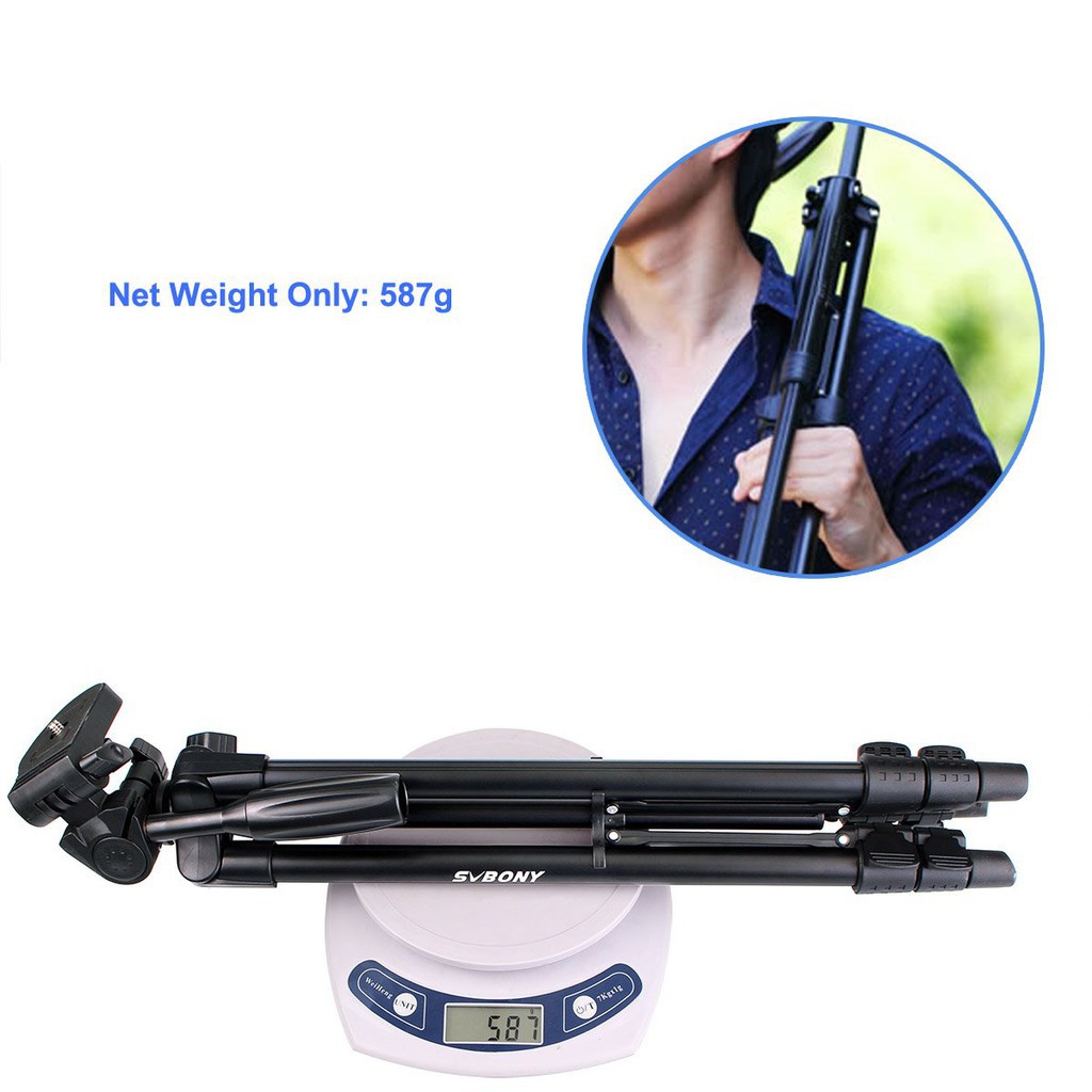 SVBONY SV102 Chân Máy Du Lịch 49 Inch Di Động Chân Máy Chống Trượt Có Túi Đựng Cho Máy Ảnh SLR Kỹ Thuật Số Video Đốm Phạm Vi