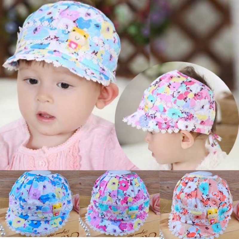 Nón Vành Vải Mềm Cho Bé Gái Size 0-12M/12-24M/2-6 Tuổi