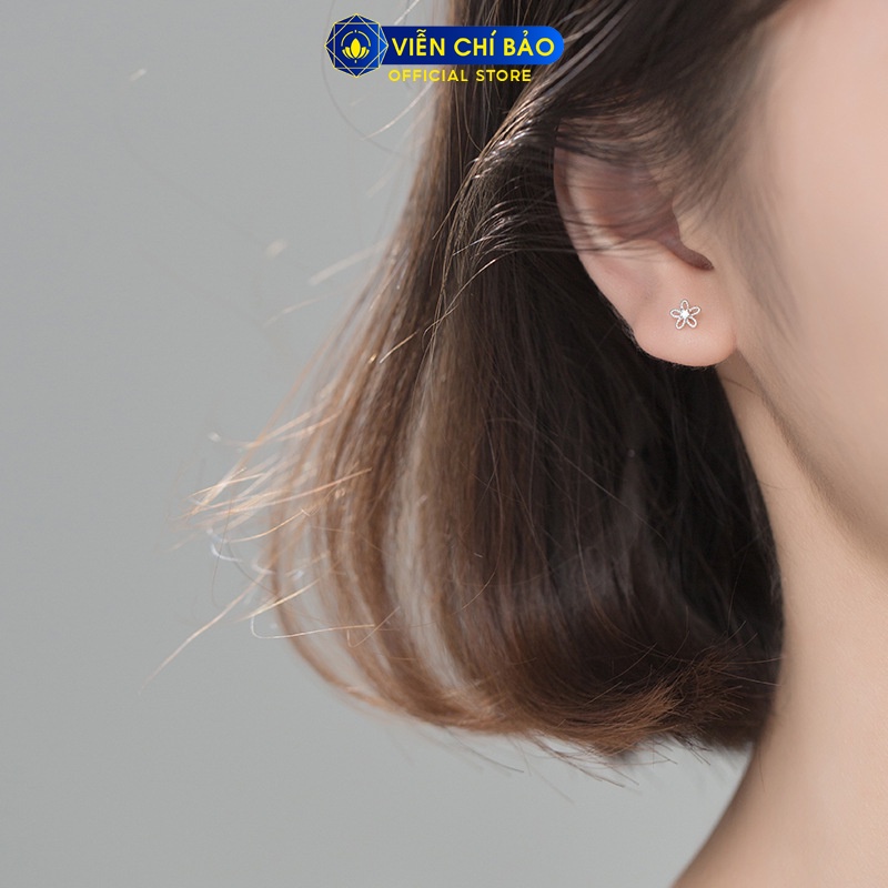 Bông tai bạc nữ hoa nhỏ chất liệu bạc 925 thời trang phụ kiện trang sức Viễn Chí Bảo B400324
