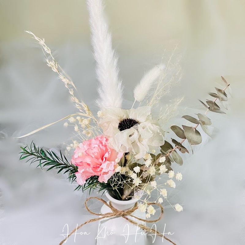Lọ Hoa Khô Cánh Tiên Mix Nhiều Loại Hoa Lá