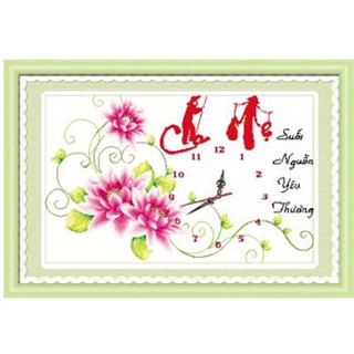 Tranh thêu chữ thập Đồng hồ Cha mẹ - DLH-222719 -79x53