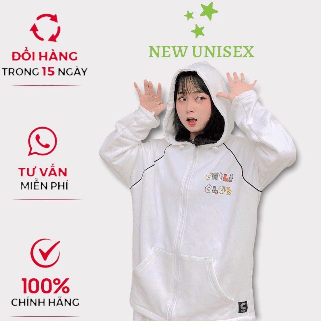 Áo khoác nữ Hoodie form rộng Khóa Dây Kéo IN Chữ Siêu Cute TP [NewUnisex]