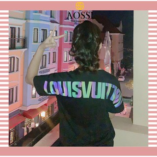 Áo Thun Tay Lỡ Unisex Phản Quang Nam Nữ From Rộng AOSSI - Áo thun phản quang 7 màu LV - Vải cotton dày mịn