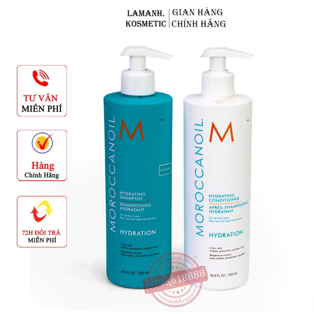 Dầu gội Moisture Hydrat MOROCCANOIL chính hãng dưỡng ẩm phục hồi tóc hư tổn khô sơ 500ml -1000ml