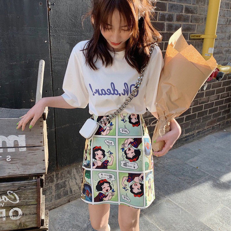 [Baywellfashion]Chân váy lưng cao hoạ tiết in phong cách Hàn Quốc | BigBuy360 - bigbuy360.vn