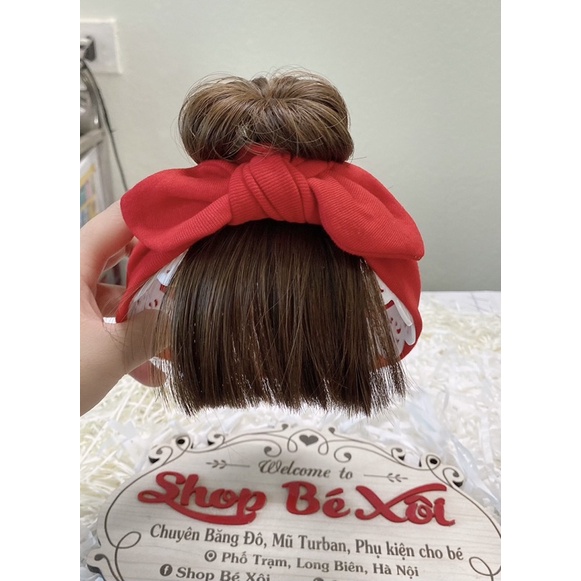 Tóc giả cho bé gái, turban tóc giả cho bé sơ sinh 0-12 tháng