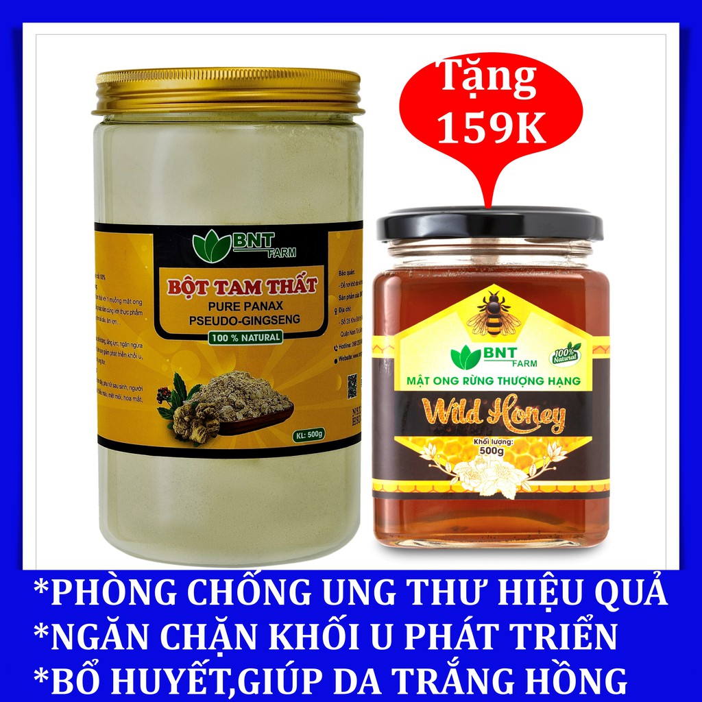 Bột Tam thất bắc nguyên chất BNT FARM loại 1, phòng chống ung thư,bổ huyết,đạt chuẩn Bộ y tế QĐ46/2007/BYT