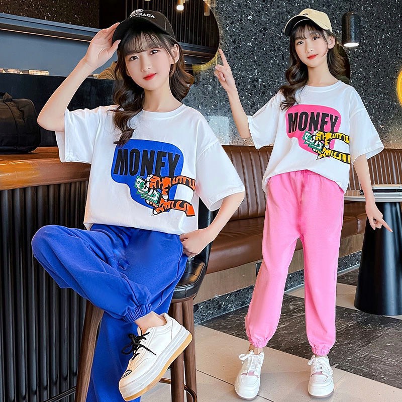 Set bộ quần áo trẻ em dành cho bé gái 18-45kg mẫu "MONEY". MA57.