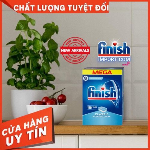 [CHÍNH HÃNG] Hộp 110 viên rửa chén Finish Classic MEGA - (HÀNG MỚI) - (2x tính năng) – Dành cho máy rửa chén gia đình