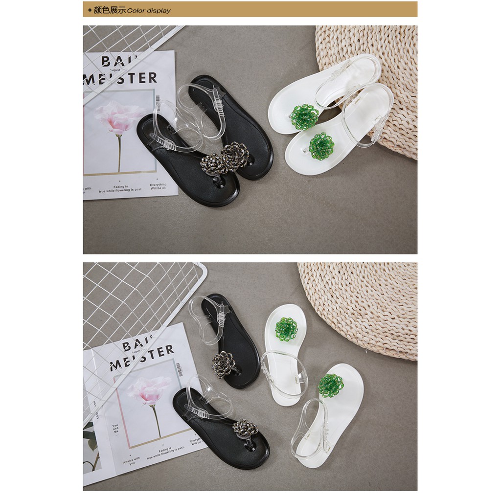 Xăng đan Đế Bằng Đính Hoa Ngọc Trai Phong Cách Bohemian Size 35-40 Thời Trang Cho Nữ