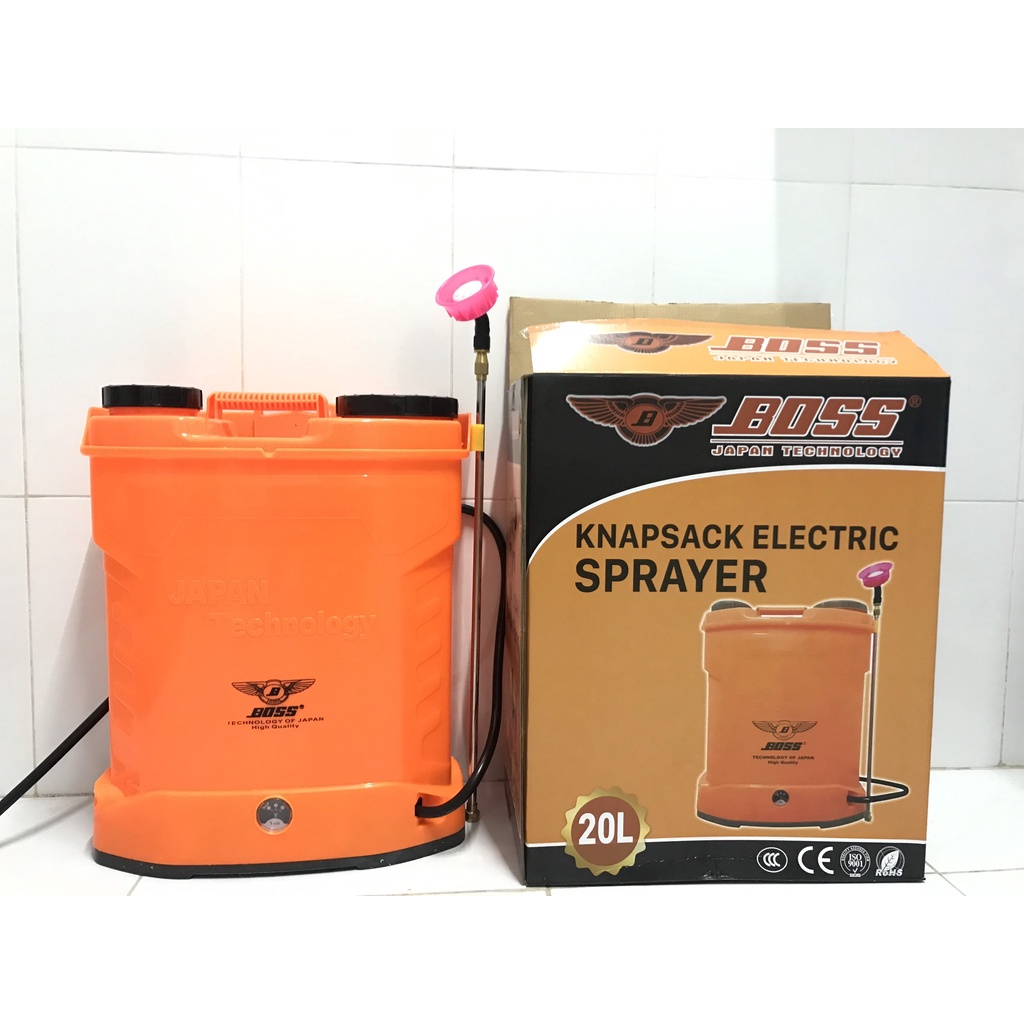 Bình phun thuốc trừ sâu bằng điện BOSS 20L 12V 8AH | 1 bơm | Công nghệ Nhật Bản | Bình xịt điện