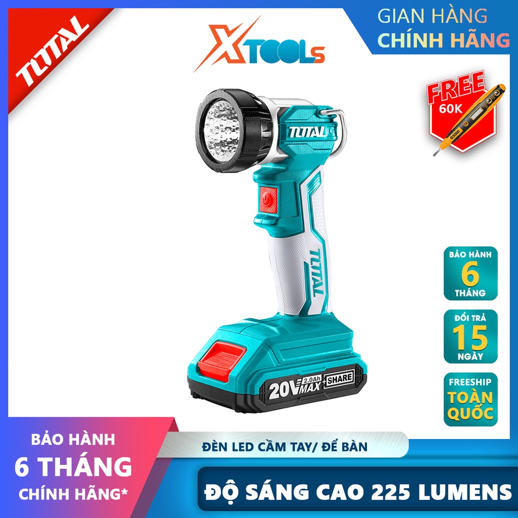 Đèn led cầm tay làm việc dùng pin Total TWLI2001 đèn để bàn mini, đèn bàn học sinh, livestream, tiết kiệm pin