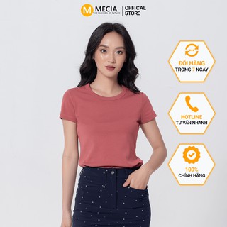 Áo thun T-shirt nữ thiết kế MECIA TS001– Áo phông nữ trơn kiểu dáng bazic cổ tròn, ngắn tay chất liệu mềm mịn thoải mái