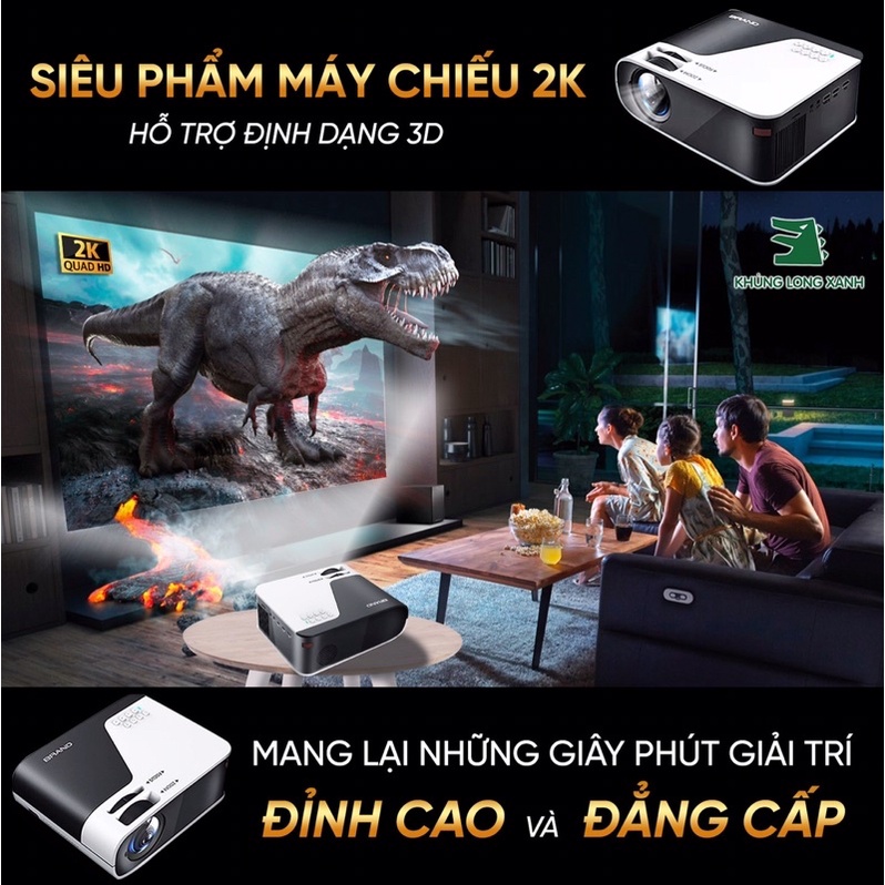 Máy chiếu Mini KhủngLongXanh T2k công nghệ từ tương lai kết nối với điện thoại, laptop, tivibox,... | BigBuy360 - bigbuy360.vn