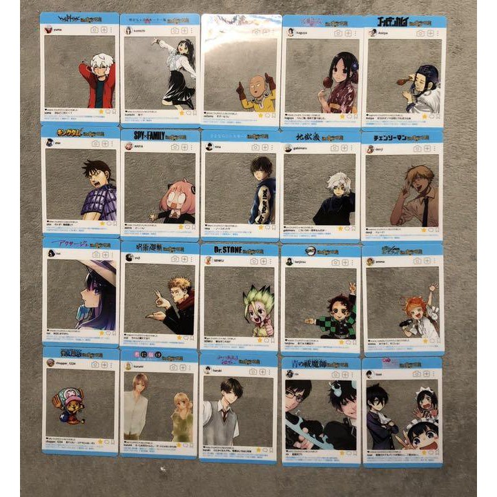 [BÁN LẺ BỘ 20 TẤM] BÁN LẺ SET 20 CARD theo phong cách SNS - Mạng Xã Hội của 20 bộ manga - Shueisha Natsucomi 2020