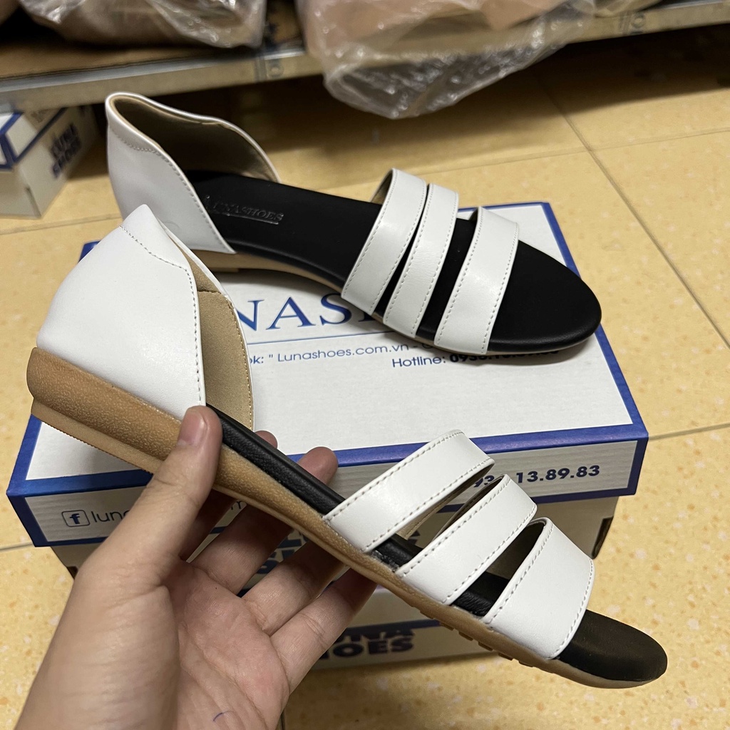 Sandal đế bằng nữ da bò mềm LUNASHOES 6604 bảo hành 2 năm 1 đổi 1