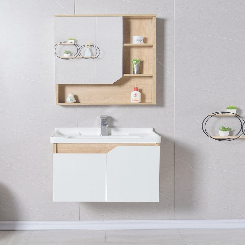 Hiện đại và đơn giản Bắc Âu log trắng không sơn tủ phòng tắm âm tường chậu rửa kết hợp | BigBuy360 - bigbuy360.vn