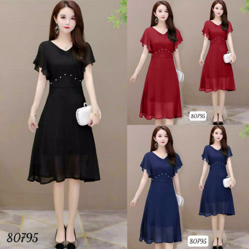 Đầm voan chiffon M/L/XL/2XL ⚡️Đầm dự tiệc / trung niên