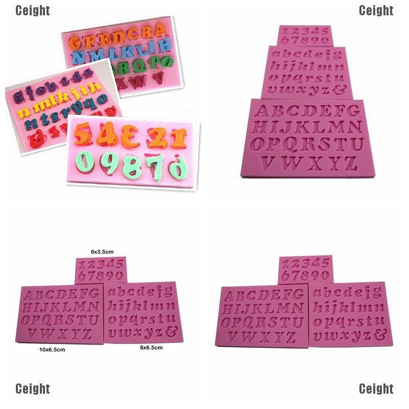 Bộ 3 Khuôn Silicone Hình Chữ Cái & Số Mini Dùng Trang Trí Bánh Kem Diy