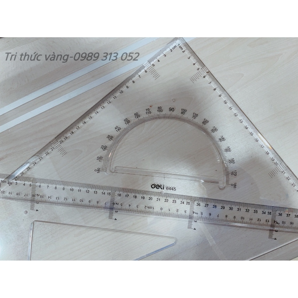 Bộ 2 Dụng Cụ Eke Giáo Viên Deli 43cm - Thước Kẻ Thẳng 50cm, 60cm