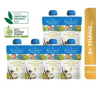 Combo 6 Túi Hỗn Hợp Kem Sữa Lê và Hạt Chia với Chiết Xuất Vanilla Hữu Cơ Bellamy's Organic